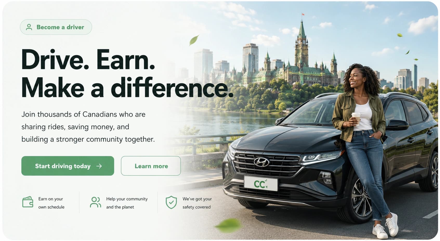 CapitalCommute driver standing beside a vehicle in a Canadian city
