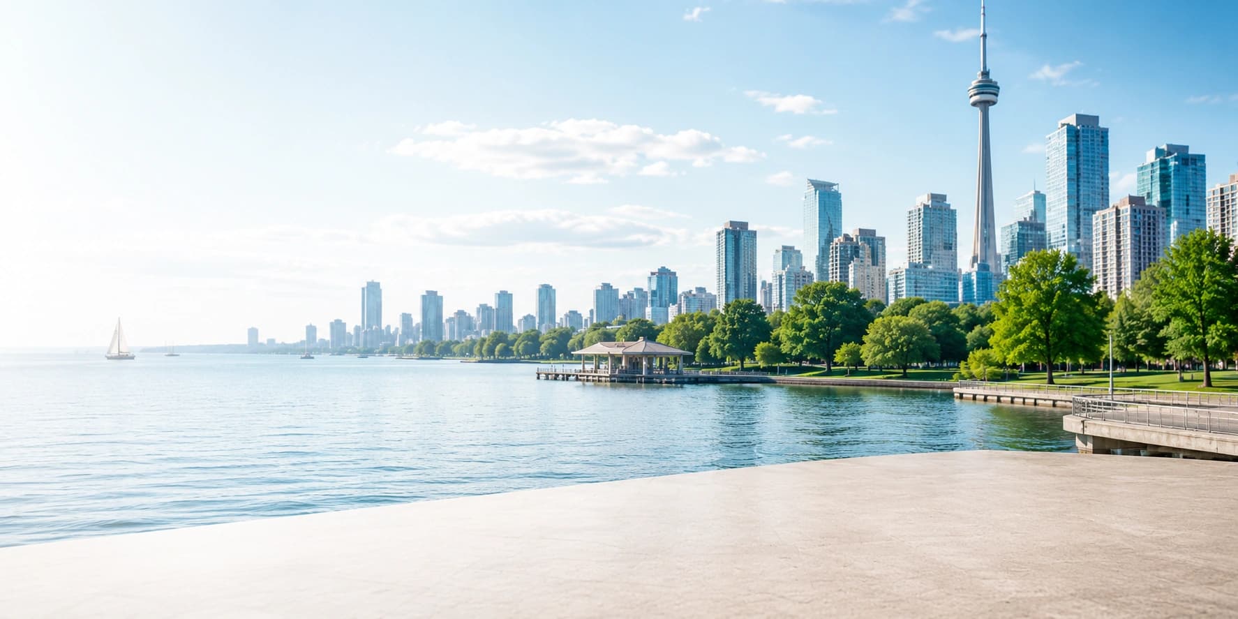 Canadian city waterfront background for secure payments